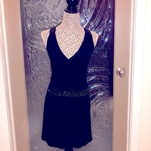 Black Evening Dress with Agate Like  Beads